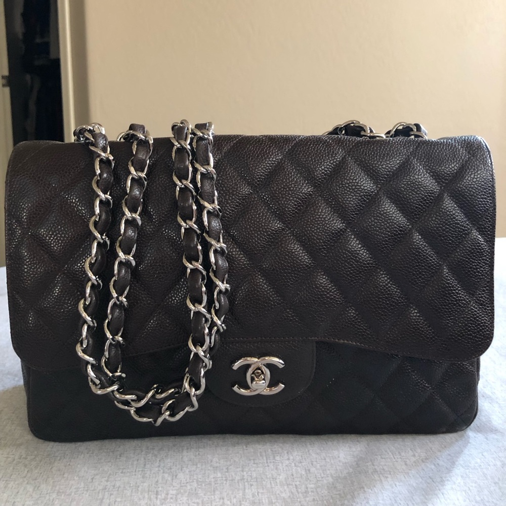 Chanel Classic Jumbo Single Flap Caviar SHW
